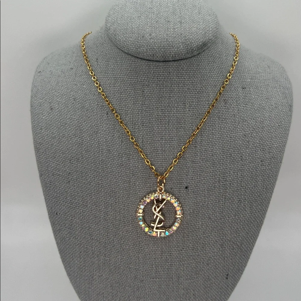 868. Elegant Gold YSL Pendant on 18” gold plated chain. - Picture 1 of 8